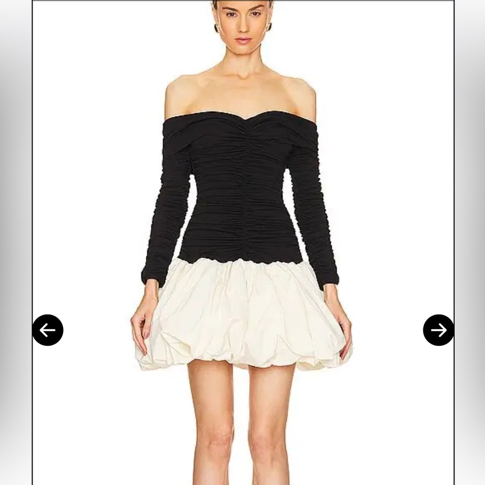 NWT Aknvas Black and Cream Off-Shoulder Dress